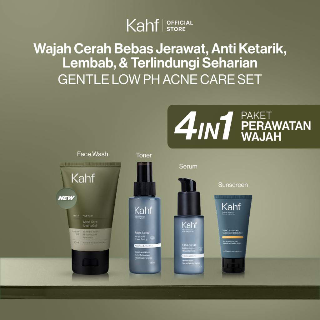 [SPECIAL 11.11 : KAHF BUNDLE 4IN1 PAKET PERAWATAN WAJAH] Paket Face Care Expert Complete Kit (Face Wash + Toner + Serum + Sunscreen Moisturizer) - Wajah Bebas Jerawat, Anti Ketarik, Lembab, & Terlindungi Seharian - Suitable for Daily Use