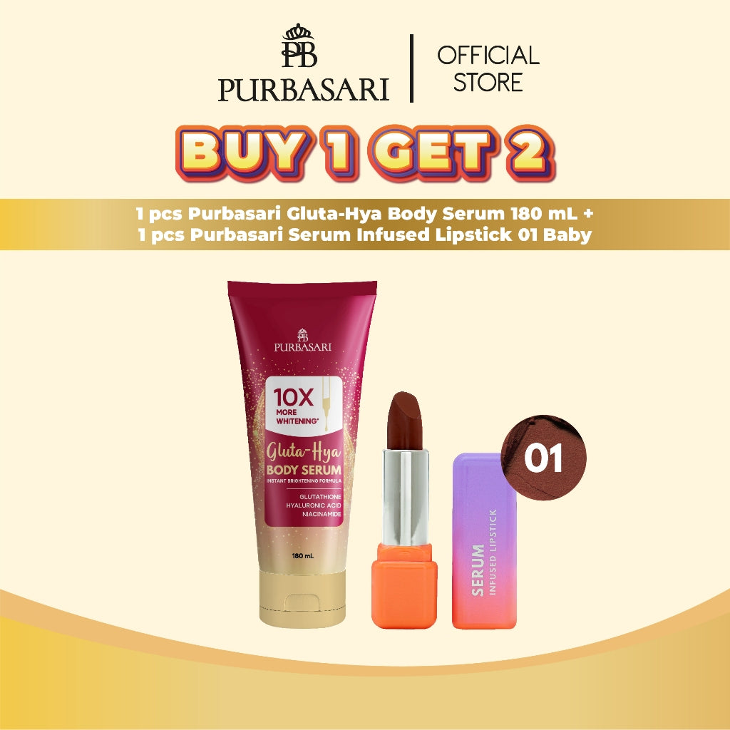 [BUY 1 GET 2] Purbasari Body Serum 180ml + Purbasari Serum Infused Lipstick