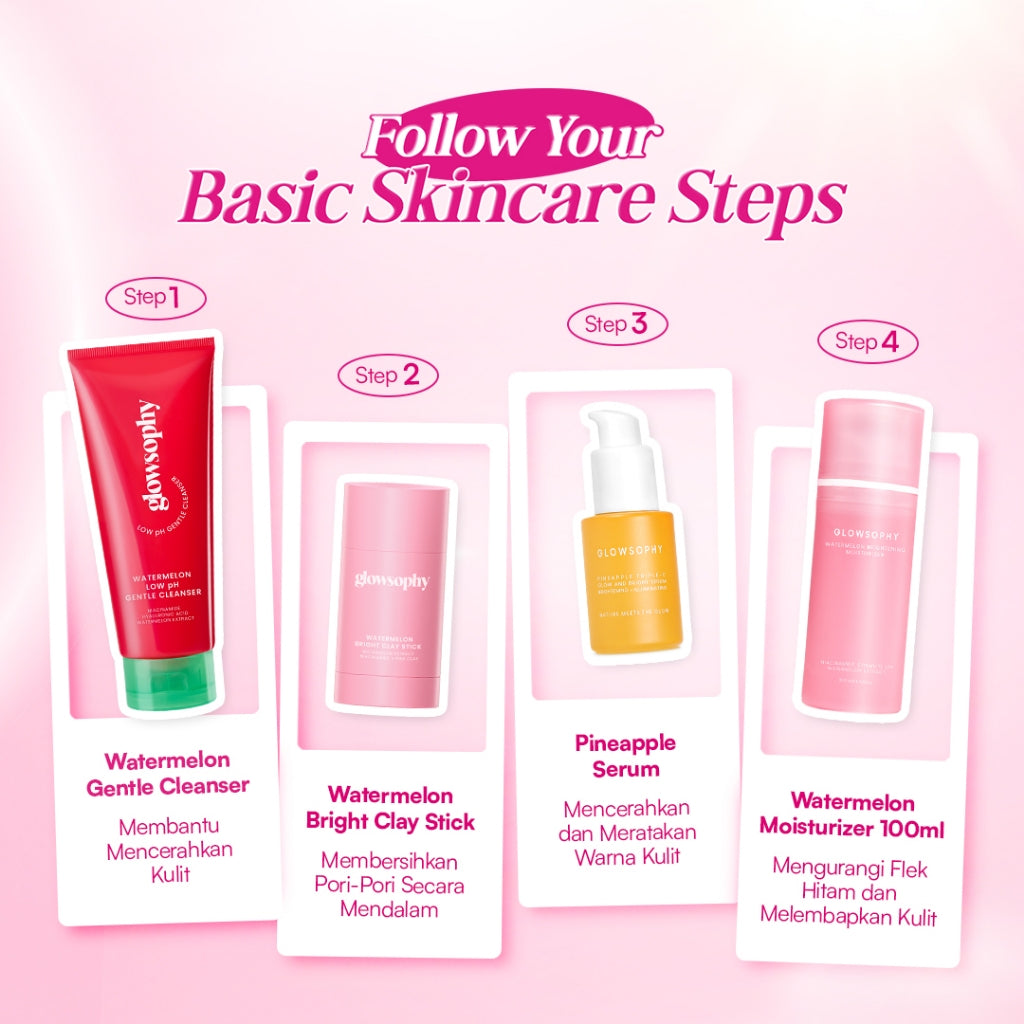Glowsophy Bundle 3in1 Triple Glow Skin Watermelon Brightening Moisturizer 100 ml + CICA Soothing Moisturizer 100 ml + Pineapple Triple C Glow and Bright Serum 30 ml