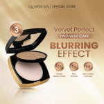Glowsicha - Velvet Perfect Two Way Cake - Bedak Padat Mencerahkan Menyamarkan Noda Tahan Lama Ringan Glowing Matte Finish Anti Minyak Halus Lembut Cerah Merata Bedak Kulit Berminyak Makeup Harian Compact Powder Foundation