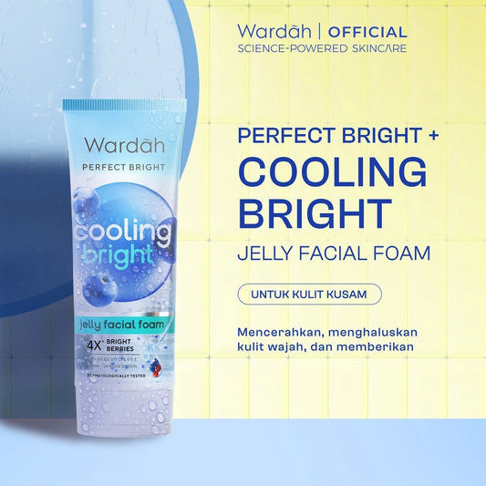 WARDAH Perfect Bright Cooling Bright Jelly Facial Foam 100 ml - Facial Wash untuk Semua Jenis Kulit - Sabun Cuci Muka dengan Sensasi Dingin untuk Mencerahkan dan Membantu Meratakan Warna - Kulit Bersih, Cerah, & Fresh - Skincare