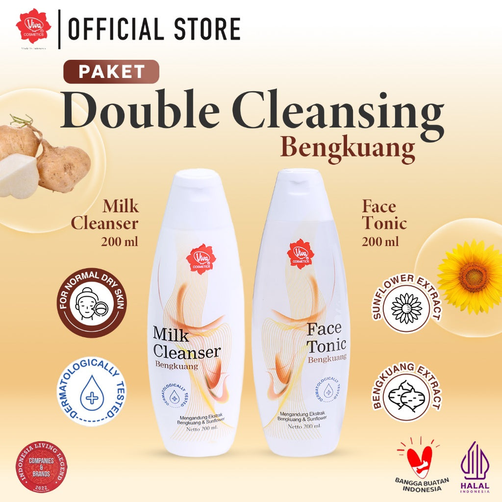 [PROMO] Paket_Double_Cleansing_Bengkuang - Viva Milk Cleanser & Face Tonic Bengkuang (100 ml & 200 ml)