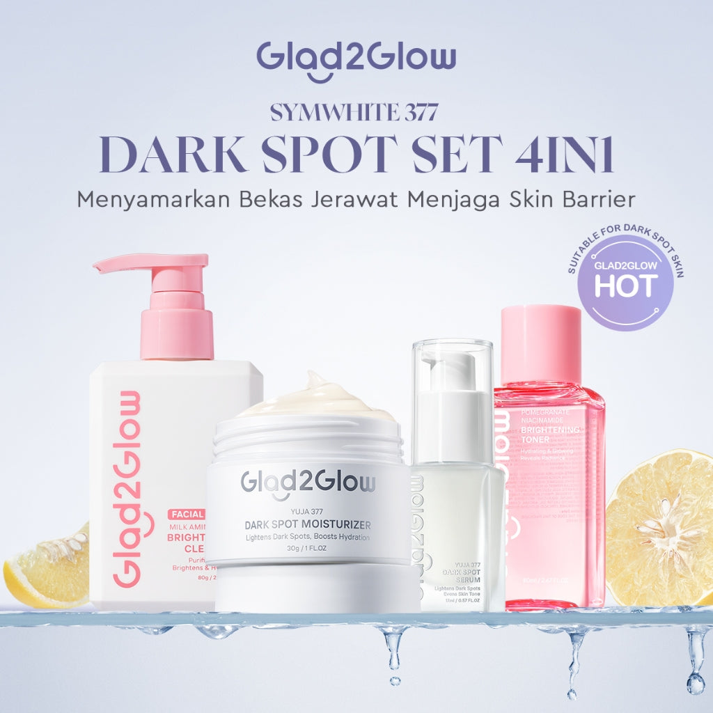 [SPOT-LIGHTENING] Glad2Glow 377 Dark Spot Concealer  bundle 4PCS Skincare Paket-SymWhite 377 Moisturizer+ 377 Serum+Cleanser +Niacinamide Day Cream Memperbaiki warna kulit kusam dan mencerahkan kulit G2G g2g officialstore