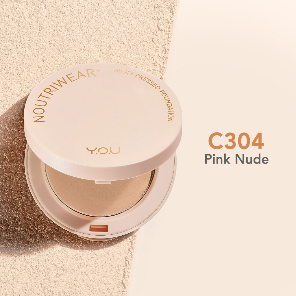 YOU NoutriWear+ Silky Pressed Foundation Full Coverage Oil Control & Tahan Lama 24 Jam | Bedak Padat Perfect Coverage | Bedak Pengontrol Minyak