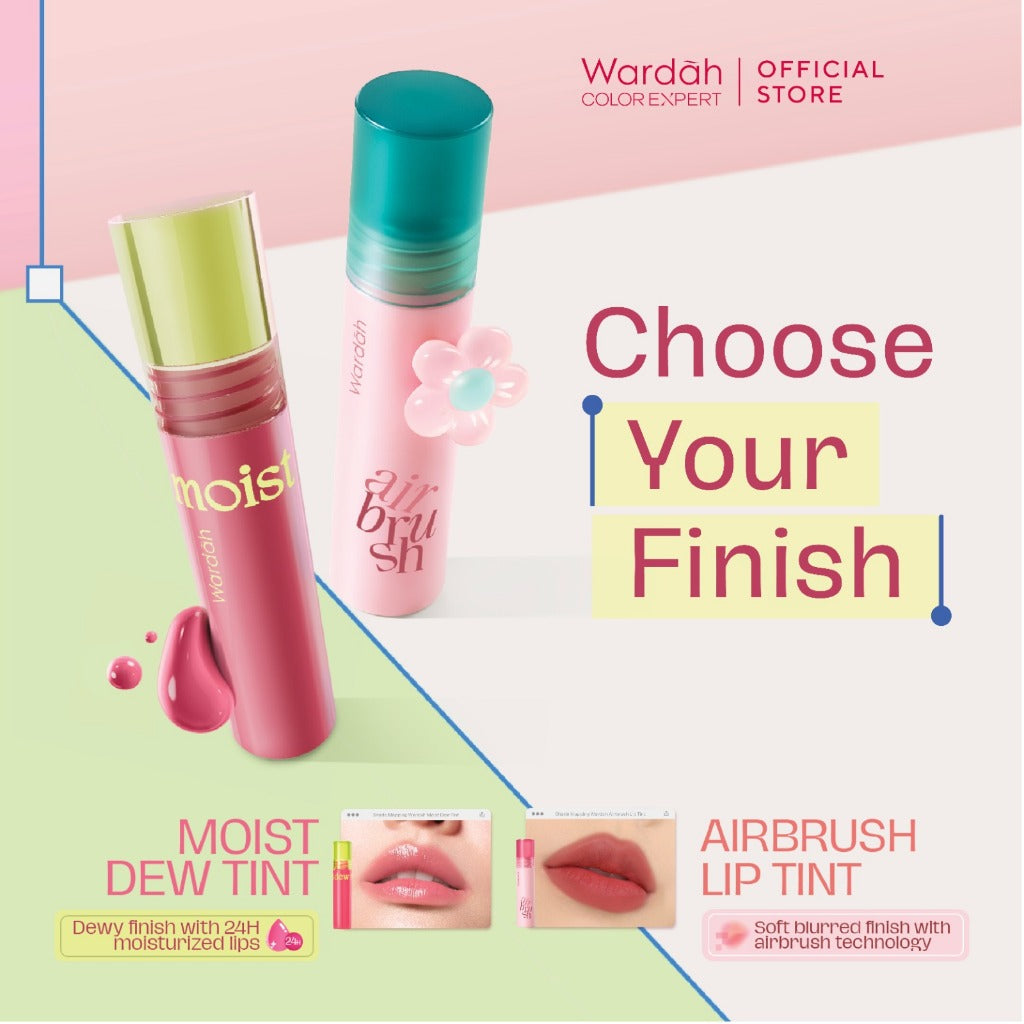 NEW! Wardah Airbrush Lip Tint - Soft-Blur Finish-Longlasting-Lightweight-Hydrates -Tahan Lama 24 Jam - Lip Stain - Lipgloss - Liptint - Lipstik - Lipcream - Lip Matte - Makeup
