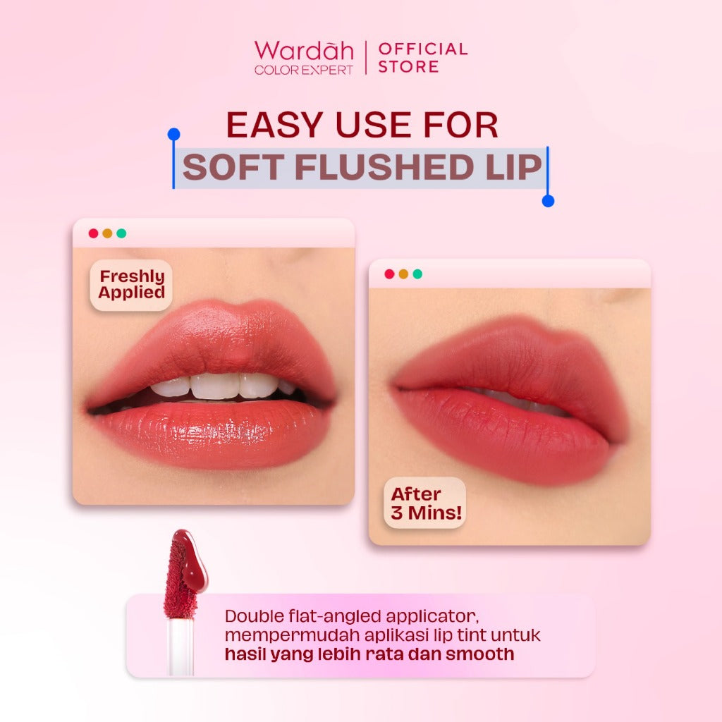 NEW! Wardah Airbrush Lip Tint - Soft-Blur Finish-Longlasting-Lightweight-Hydrates -Tahan Lama 24 Jam - Lip Stain - Lipgloss - Liptint - Lipstik - Lipcream - Lip Matte - Makeup