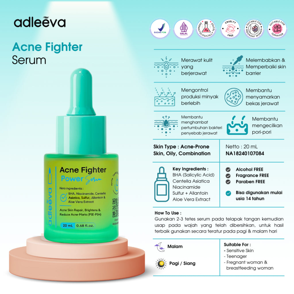 ADLEEVA - (PAKET TANPA TONER) Whitening / Acne Series