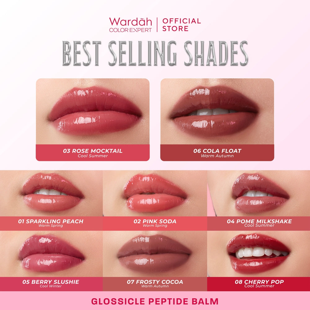 NEW! WARDAH Glossicle Peptide Balm - Ombre Glossicle - Dilengkapi dengan Peptide & UV Filter - Memperkuat Lip Barrier - Tidak Lengket- Glossy - Lip Balm -Lip Tint - Makeup - Natural Gloss - Glossy - Tinted Balm