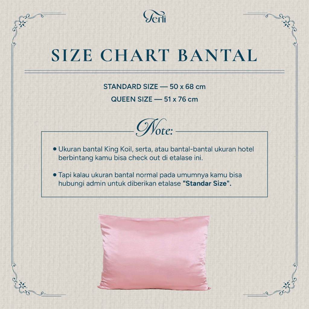 Sarung Bantal PREMIUM Satin Silk Terli Beauty (Queen Size)