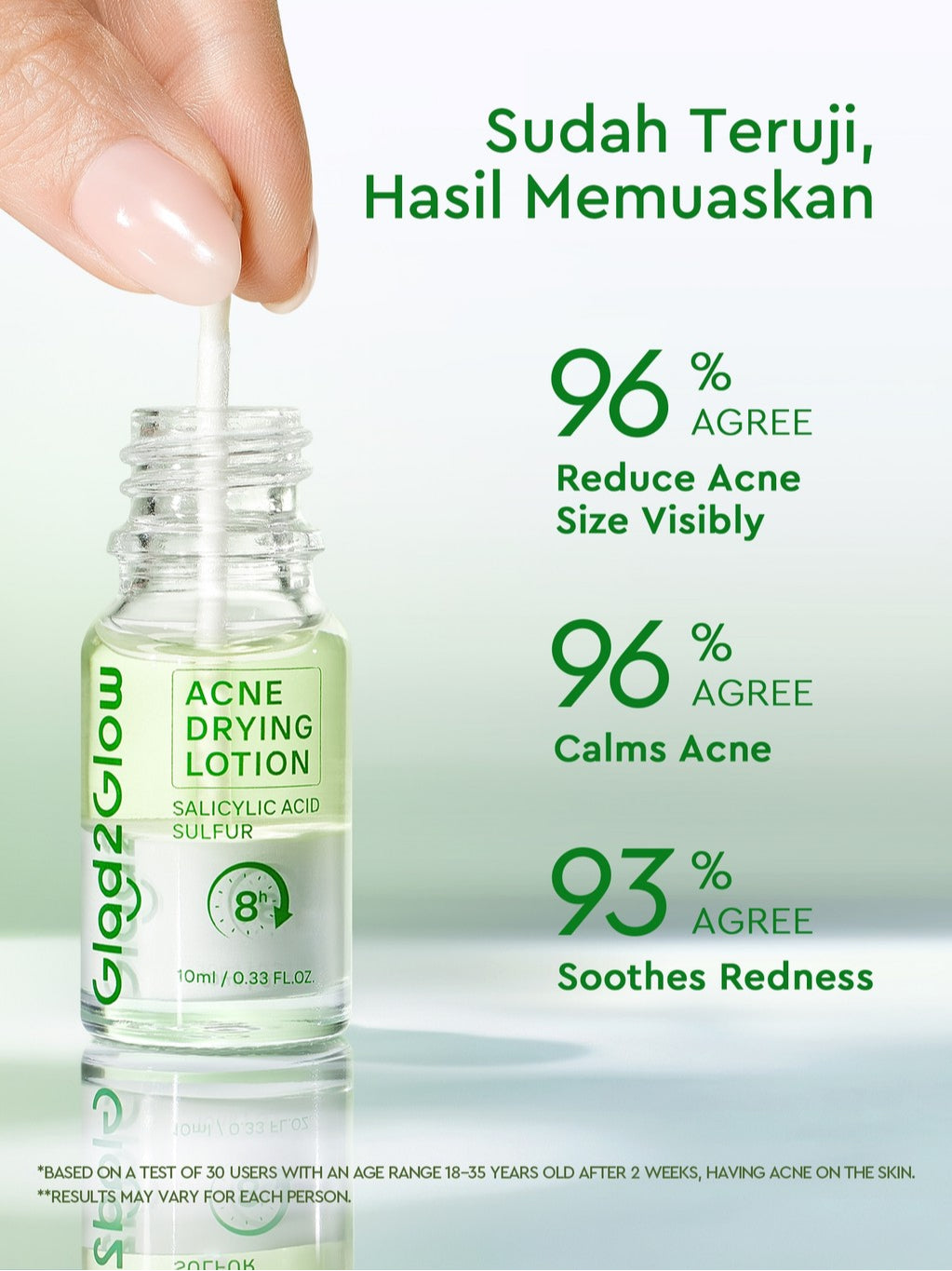 GLAD2GLOW Acne Drying Lotion Mengeringkan Jerawat 8 Jam Dengan Sulfur BHA & Bahan Alami Instant Acne Care Acne Gel Patch Spot Jerawat Serum Moisturizer Acne Skincare Wajah face wash facial Salicylic Acid Niacinamide g2glow official store