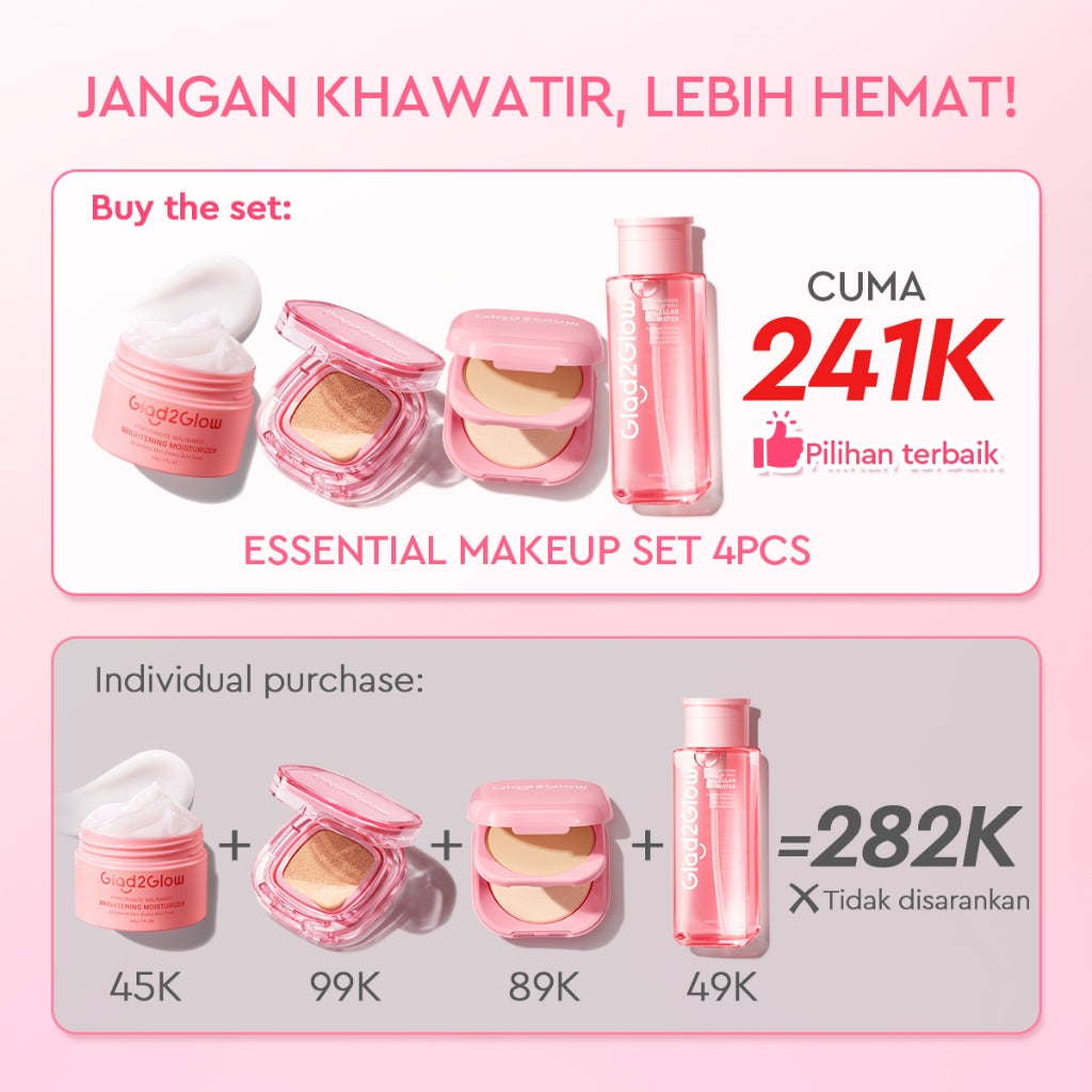 [ORDER NOW, HEMAT 35K]Glad2Glow Perfect Blurring Powder Foundation&Perfect Cover Cushion foundation  Setting waterproof Concealer Oil-Control matte Sweatproof Finish Poreless Highlighting Contouring Refill two way cake BB CC makeup g2glow official store