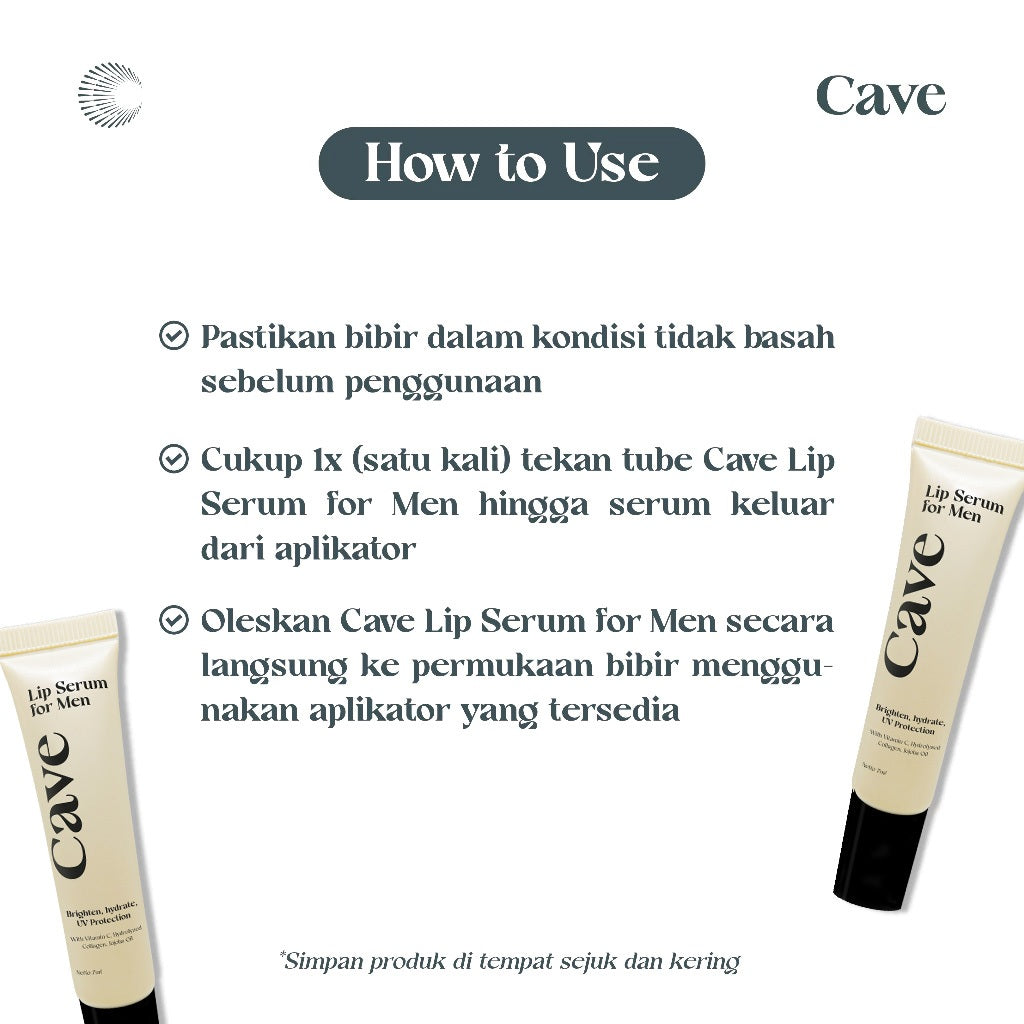 Cave Lip Serum For Men 7ml -  Perawatan Pelembab Bibir Pria Membantu Mencerahkan dan Melindungi dari Sinar UV Matahari