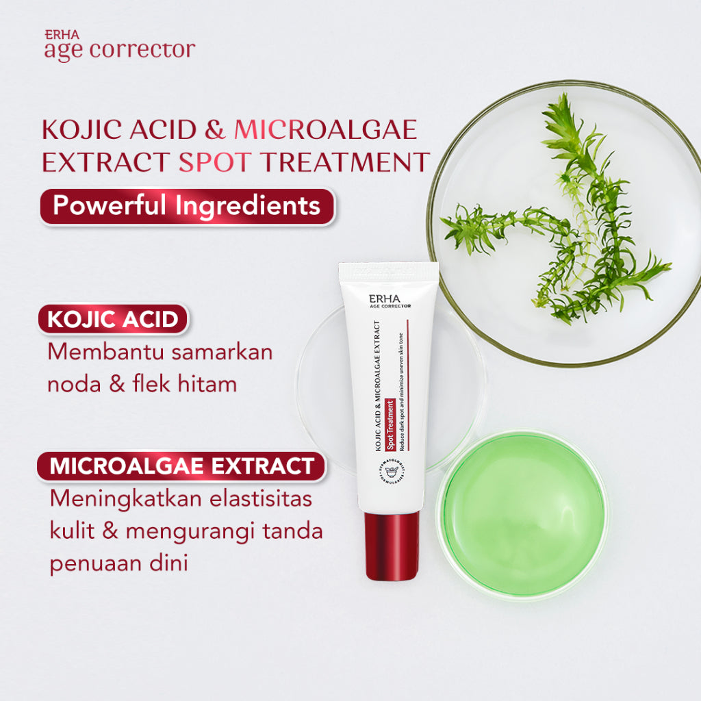 ERHA Age Corrector Kojic Acid & Microalgae Extract Spot Treatment 15g - Krim Untuk Flek Hitam | Dark Spot | Hiperpigmentasi | Bintik Hitam | Bekas Jerawat | Noda Hitam | Ratakan Warna Kulit