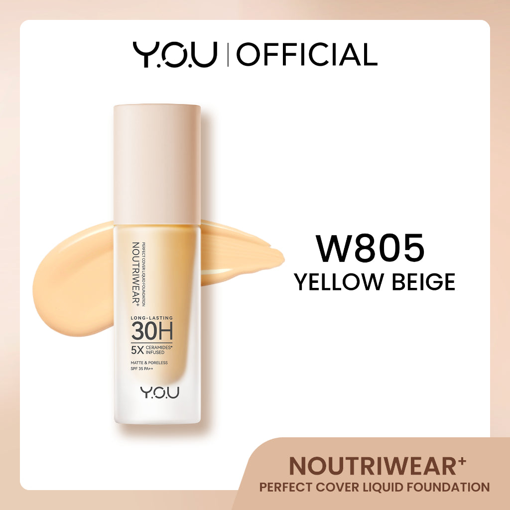 [NEW UPGRADE] YOU NoutriWear+ Perfect Cover Liquid Velvet Liquid Foundation Foundation Dengan Sunscreen High Coverage SPF 35 Velvet Matte Finish