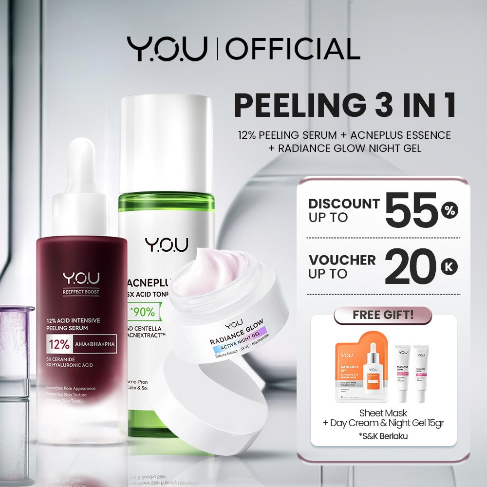 YOU 3in1 Paket Skincare Set 3pcs Radiance Glow, Radiance Up, Acneplus, Peeling