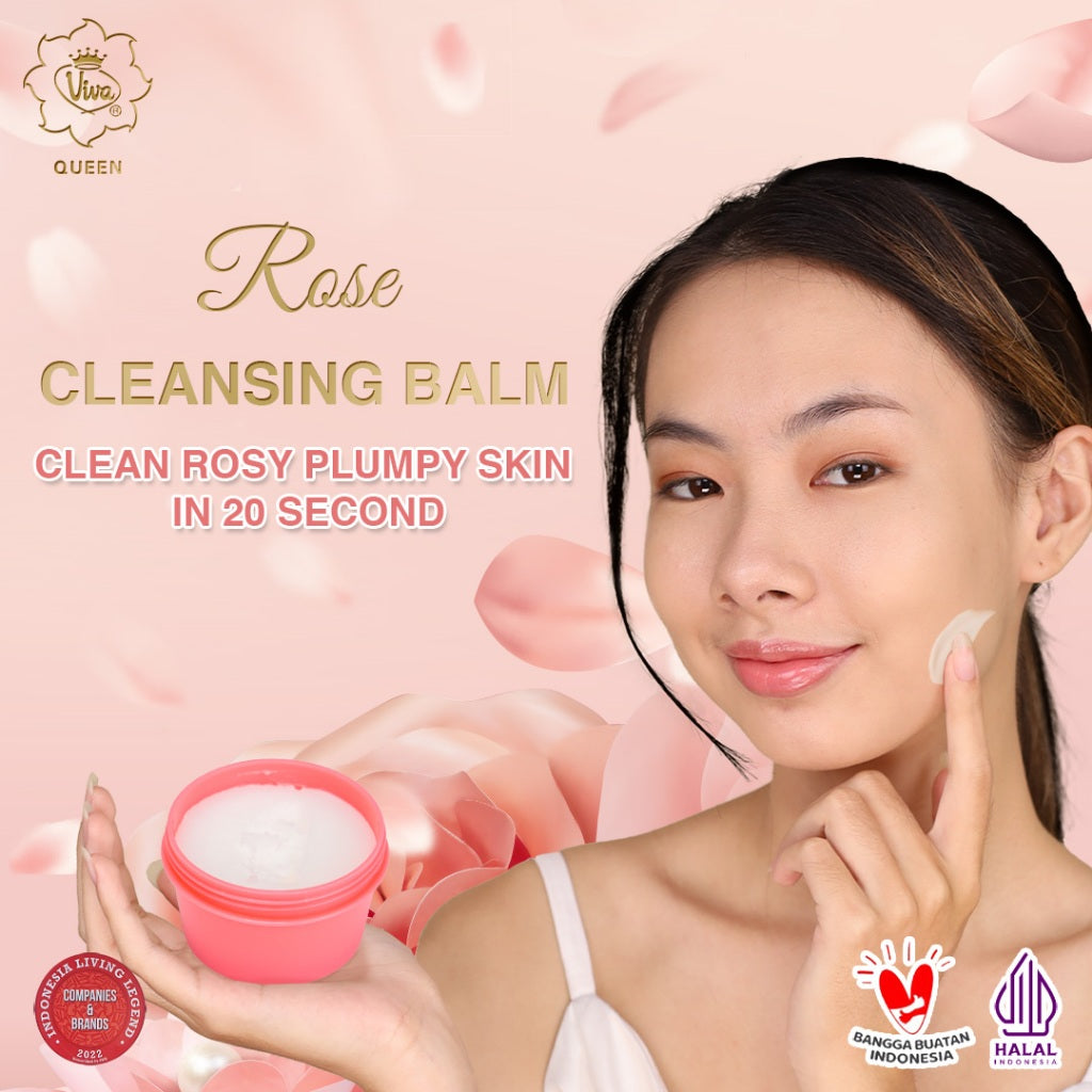 Viva Queen Rose Cleansing Balm (DEEP CLEANSING MAKEUP REMOVER) with NIACINAMIDE, Rose Extract, VIT E & Collagen (50 gr)
