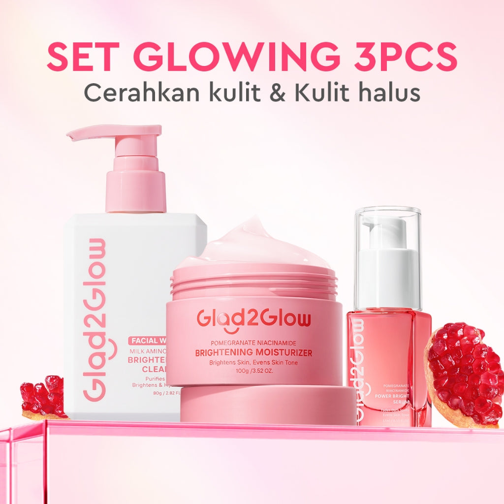 [Isi Besar Hemat]Glad2Glow Pomegranate Niacinamide Brightening Moisturizer 100g Mencerahkan Pemutih Kulit Gel Pelembab Bercahaya Krim Siang dan Malam Perawatan Kulit Ekstrak Delima Asam Lemak Asam Delima Pelembab Esensi Wajah Perawatan g2g official store