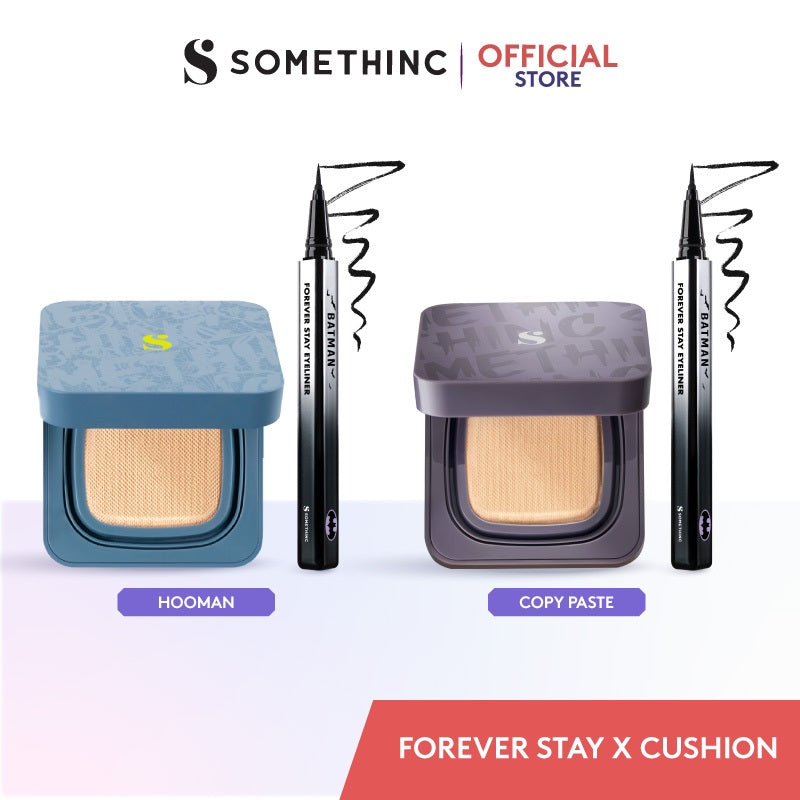 SOMETHINC [2 PCS] Forever Stay x Cushion (FOREVER STAY Waterproof Liquid Eyeliner x HOOMAN Breathable Cushion Cover SPF 35 PA++++ x COPY PASTE Breathable Mesh Cushion SPF 33 PA++) |Cushion Dengan Skin Matte Finish Anti Greasy | Cushion Dengan Healthy Glow