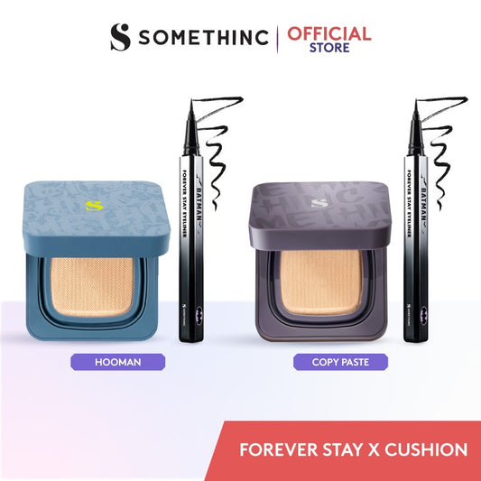 SOMETHINC [2 PCS] Forever Stay x Cushion (FOREVER STAY Waterproof Liquid Eyeliner x HOOMAN Breathable Cushion Cover SPF 35 PA++++ x COPY PASTE Breathable Mesh Cushion SPF 33 PA++) |Cushion Dengan Skin Matte Finish Anti Greasy | Cushion Dengan Healthy Glow