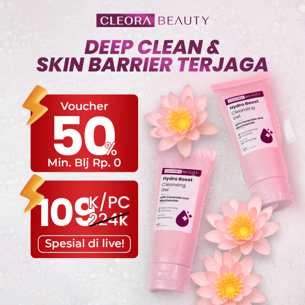 Cleora Hydro Boost Cleansing Gel Special Bundle 2pcs - Face Wash Brightening With Niacinimide Mencerahkan Dan Memperbaiki Skin Barrier  Skincare Wanita Pria Sabun Cuci Muka For All Skin Type