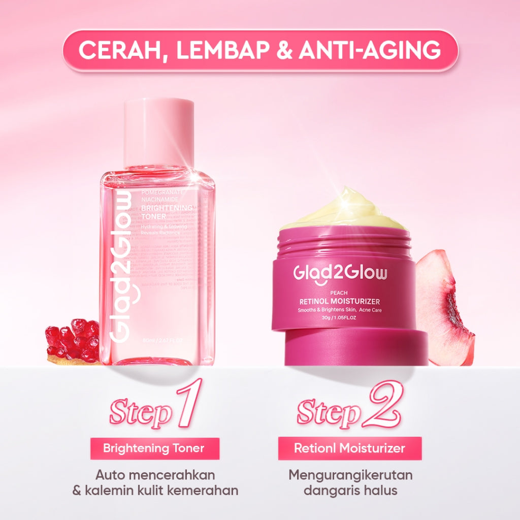 Glad2Glow Toner Complete Series 80ml-Brighten/Acne Toner/Barrier/Exfoliating toner-Skincare toner badan face mist hydrating toner centella toner wajah eksfoliasi water g2g toner hydrating gloglowing brightening exfoliasi glycolic madeca g2g official store