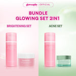 Glowsophy Bundle 2in1 Glowing Set Moisturizer 100ml + Moisturizer 30ml Pelembab Wajah Ringan Mencerahkan Kulit dan Meratakan Warna Kulit Paket Skincare Lengkap