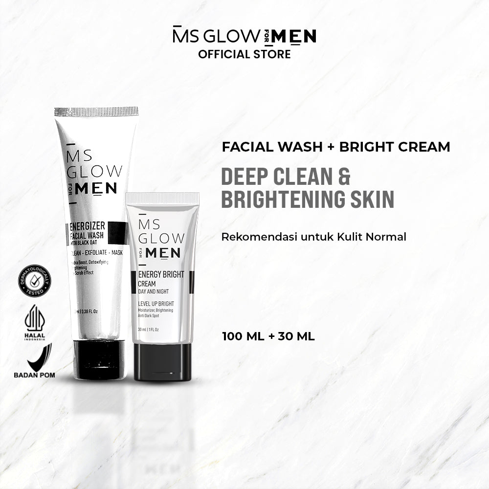 MS Glow For Men - Energizer Facial Wash - 100 ml + Energy Bright Cream - 30 ml