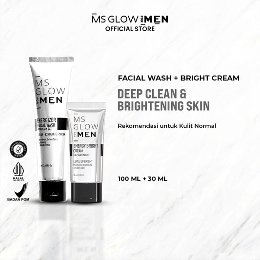 MS Glow For Men - Energizer Facial Wash - 100 ml + Energy Bright Cream - 30 ml