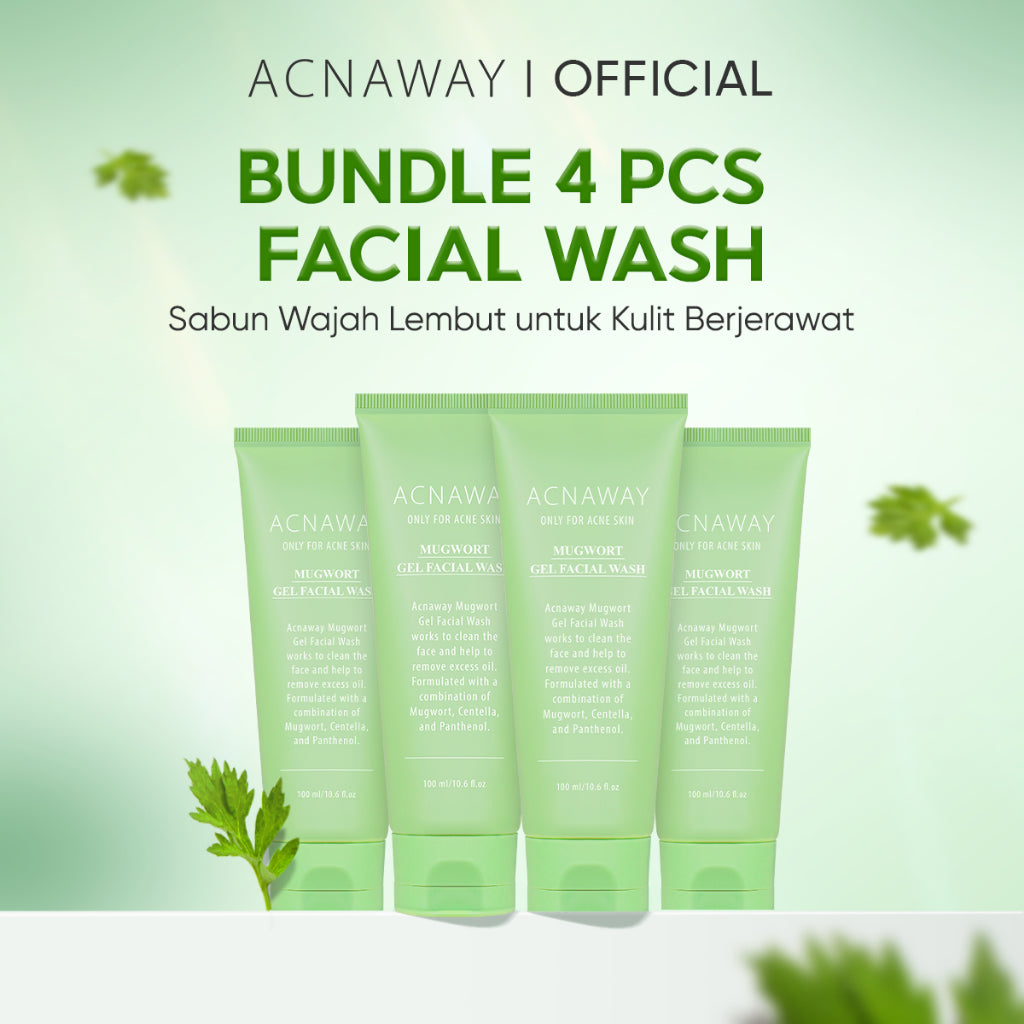 ACNAWAY 2PCS Mugwort Gel Facial Wash – Acne Friendly Gentle Cleanser Sabun Cuci Muka Untuk Kulit Berjerawat Sensitif Wajah Bersih Tidak Kering Face Wash Sabun Muka Oil Control Fungal Acne Safe Skincare Daily Cleanser All Skin Type Pembersih Wajah