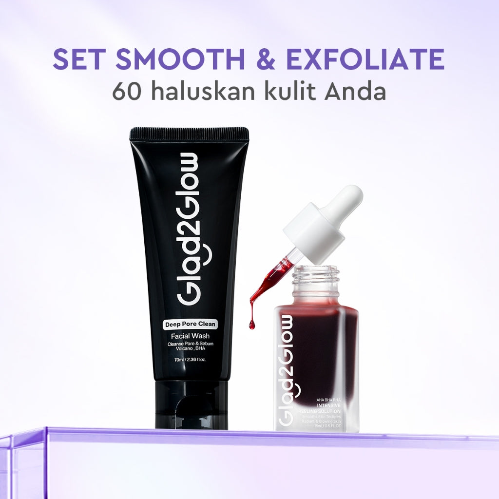 [HEMAT 60K]Glad2Glow Kulit Halus Bundle 7in1 eksfoliasi wajah Skincare Set-Pulihkan/Cerah Krim+Glowing Serum/Peeling Solution+ Cleanser+Eksfoliasi Toner-peeling whitening Moisturizer facial wash Pelembab skincare 1 set lengkap G2G glad2glow official store