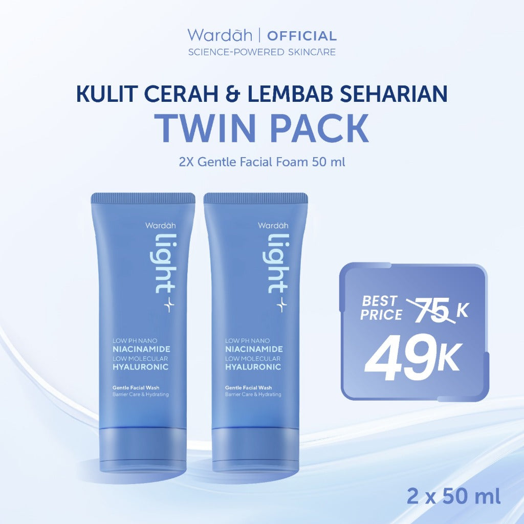 WARDAH Lightening Low pH Nano Niacinamide Low Molecular Hyaluronic Gentle Facial Wash | Light+ Facial Wash Skincare Face Wash Sabun Cuci Muka Cleansing Pembersih Wajah Terhidrasi Wajah Bersih - Skincare
