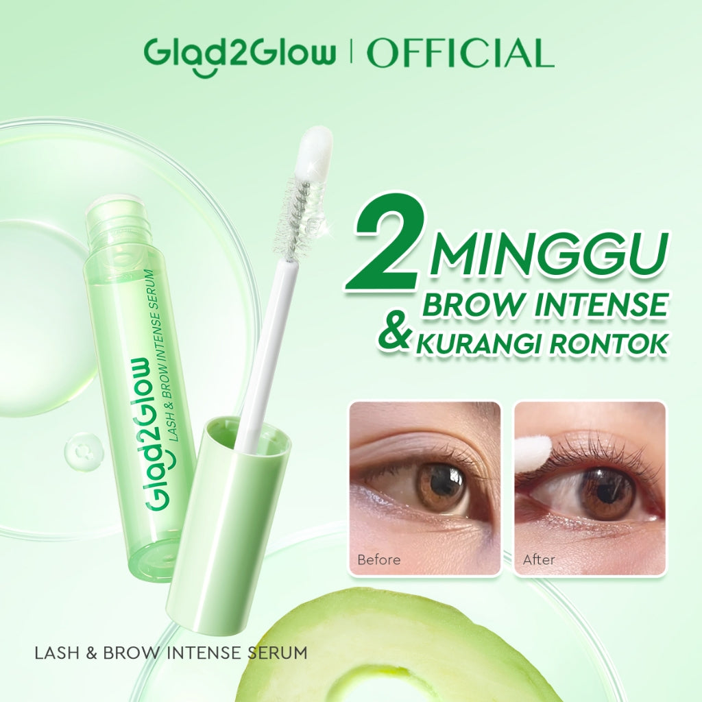 Glad2Glow 2in1 Eyelash & BROW INTENSE SERUM Eyelash Extension -Serum Penumbuh Bulu Mata dan Alis g2glow official store