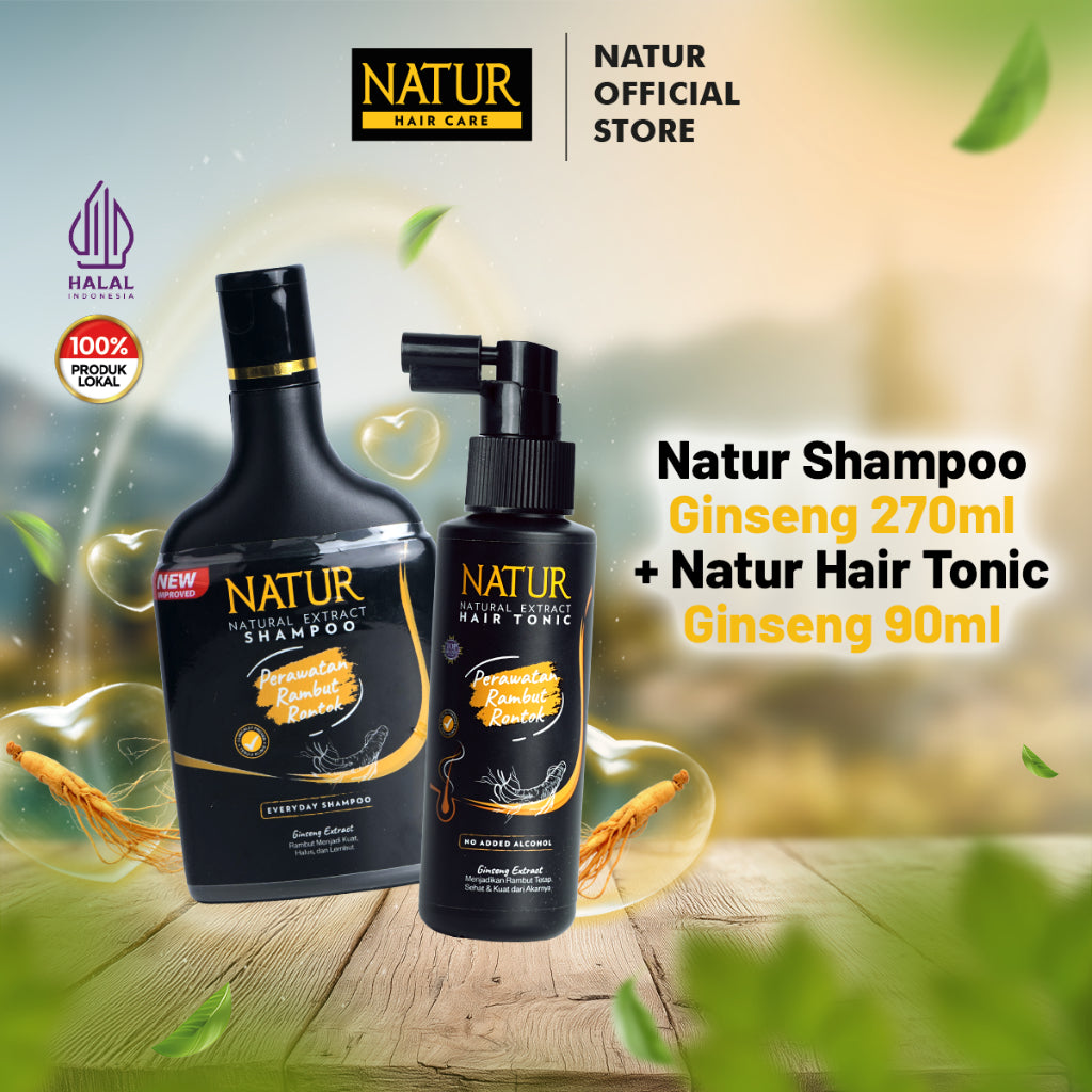 Paket Shampo Ginseng 270 ml + Hair Tonik Ginseng 90 ml - Paket Rambut Rontok / Anti Hair Fall / Menguatkan Akar Rambut