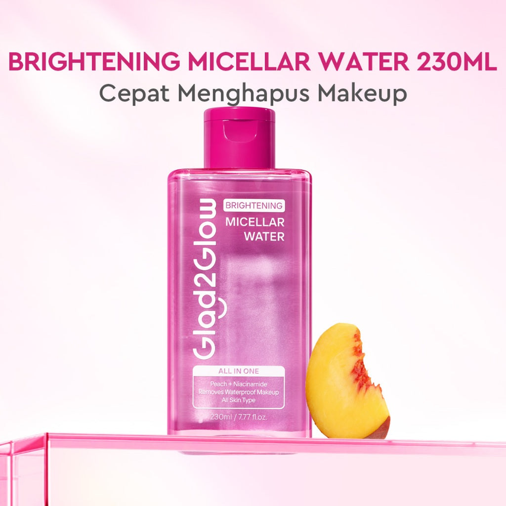 [NEW LUNCH] Glad2Glow Brightening Micellar Water 300ml Untuk Semua Kulit Lembut Cepat Menghapus Makeup & Mencerahkan kulit Penghapus Makeup Waterproof Hapus Riasan Tahan  dan Tanpa Iritasi g2glow official store