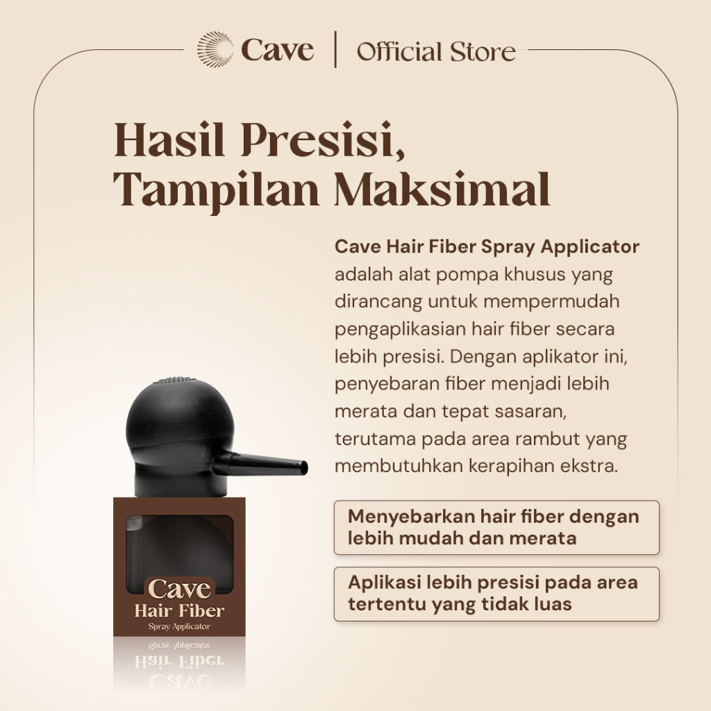 Cave Paket Hair Fiber 25 Gram & Fiber Holding Spray - Serbuk Penebal dan Pelebat Rambut Tipis Instan Penutup Kebotakan Tahan Lama