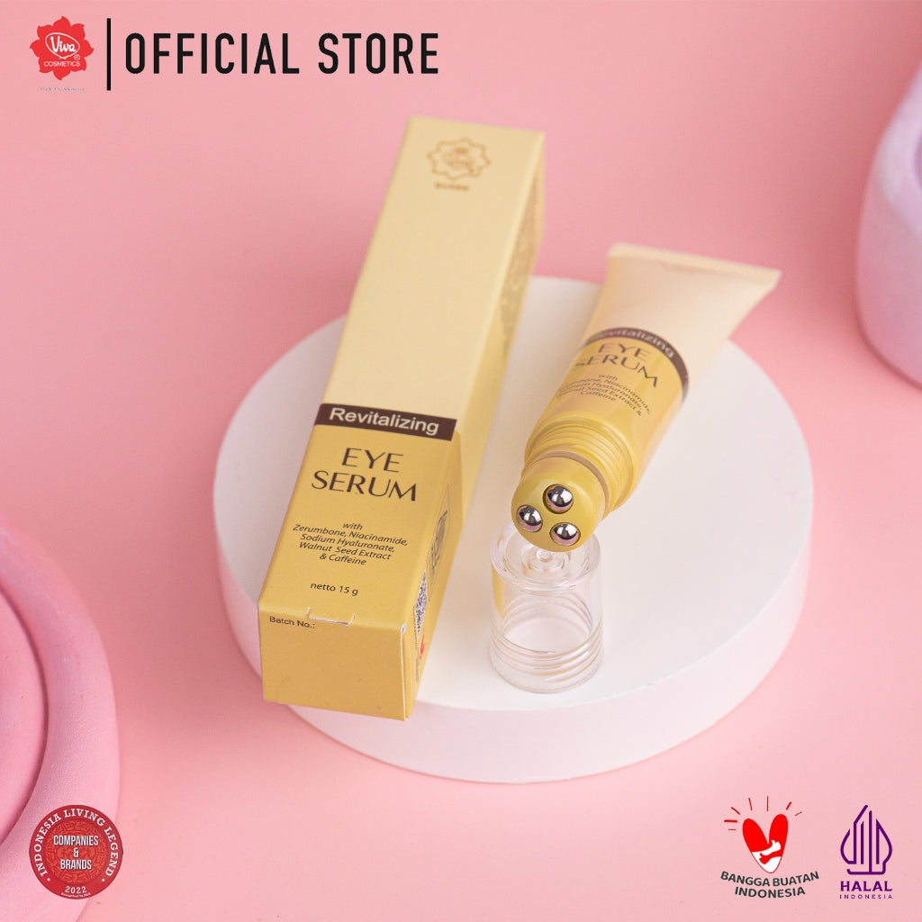 Viva Queen Revitalizing Eye Serum with NIACINAMIDE, Sodium Hyaluronate (HA), Zerumbone, Caffeine & Walnut Seed Extract - 15gr