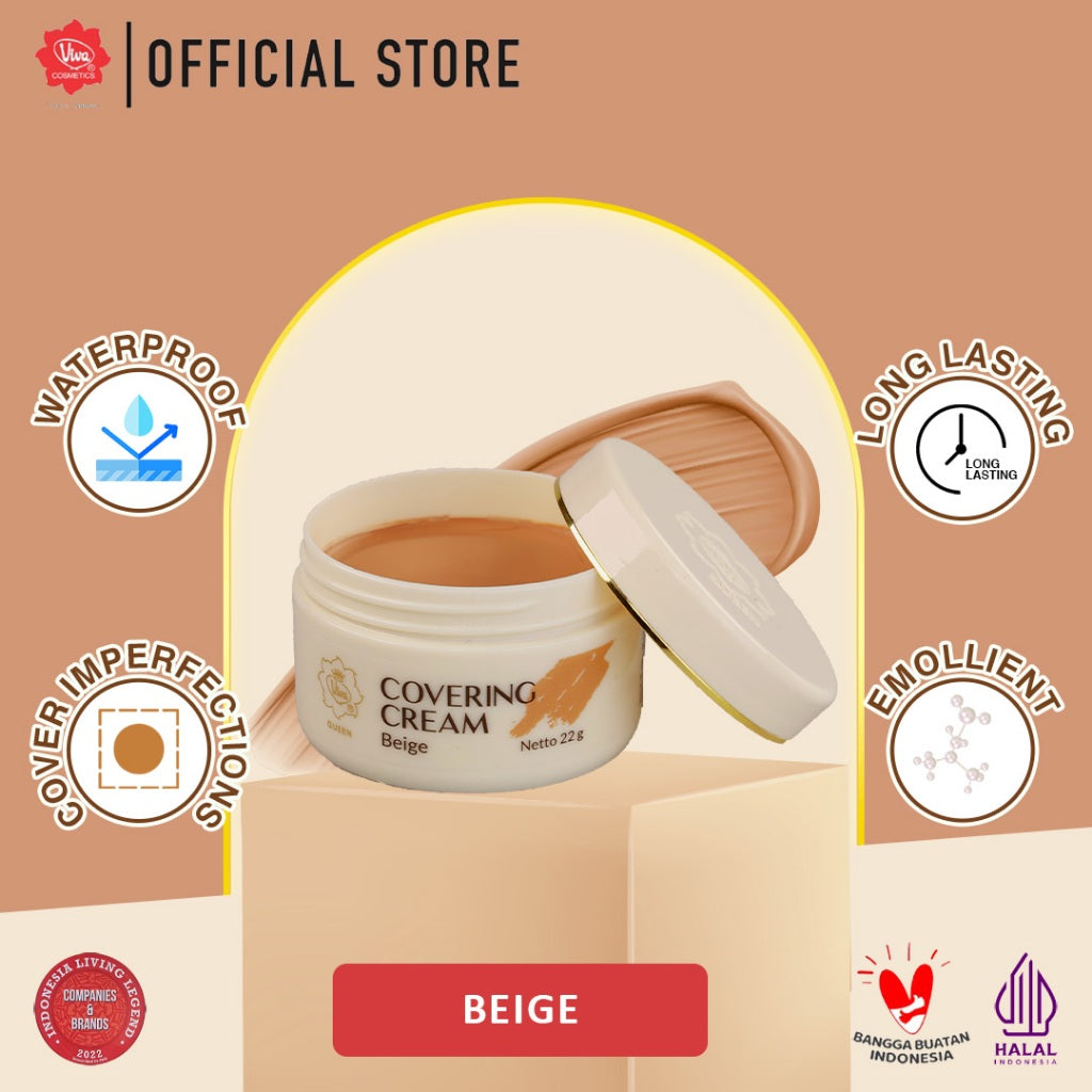Viva Queen Covering Cream (WATERPROOF) - 22gr (Tersedia 4 Varian Warna)