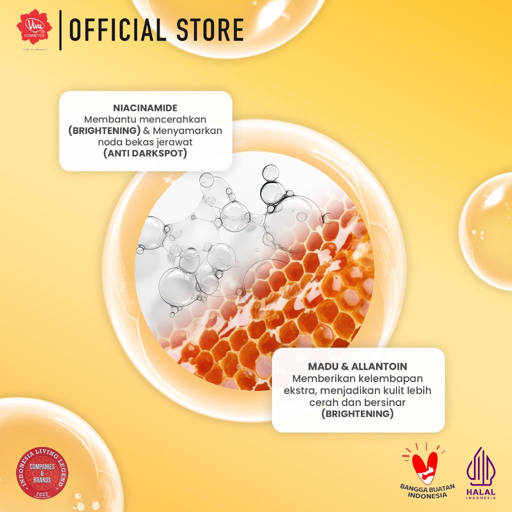 Viva Queen Micellar Water Bright & Glow with NIACINAMIDE & Honey, Alcohol Free, Perfume Free - Daily Cleanser & Make Up Remover - 100ml