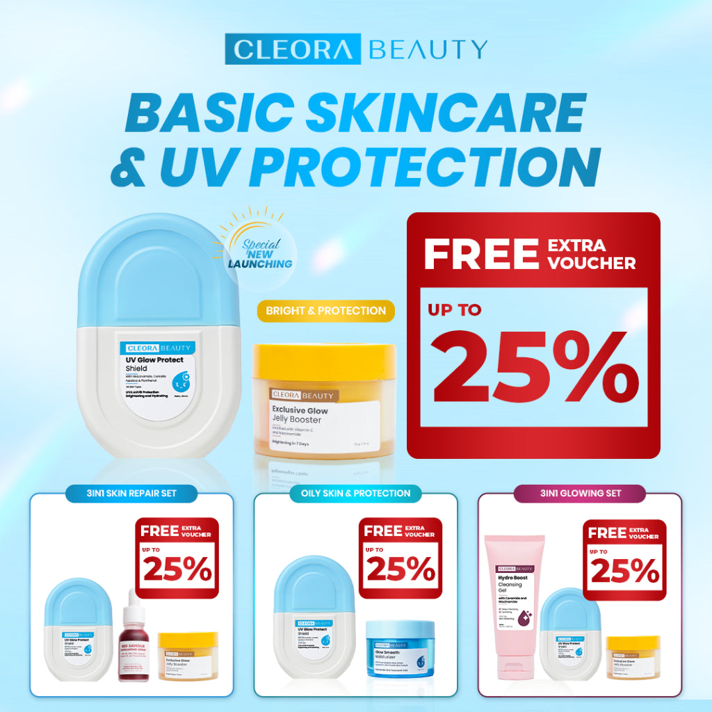 [[  .] ] Cleora Skincare 1 Set Lengkap - Day Cream Pembersih Wajah Membantu Mencerahkan & Melembabkan Kulit Sunscreen Moisturizer Melindungi Dari Sinar UVA UVB Facial Wash Exfoliasi Whitening Acne Eksfoliasi Mosturizer All Skin Pria Wanita
