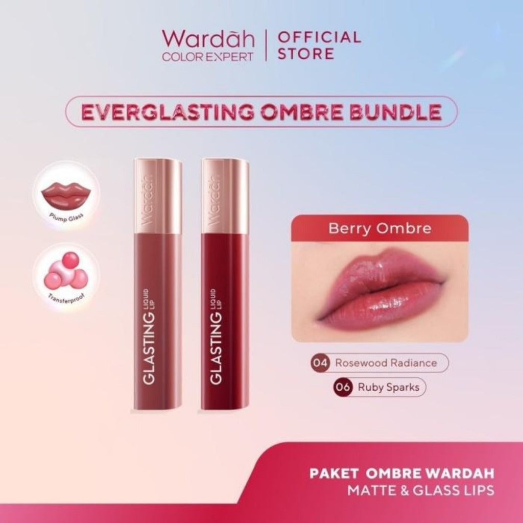 [TINTINTINWIN'S PICKS: OMBRE COVER BIBIR GELAP] BUNDLE OMBRE WARDAH Paket Ombre Glasting Liquid Lip -Cleopatra Look- Liptint-Lip-Stain-Lipgloss-Lipstik-Lip Tint-Lip Matte-Lipstick-Lipcream- Makeup
