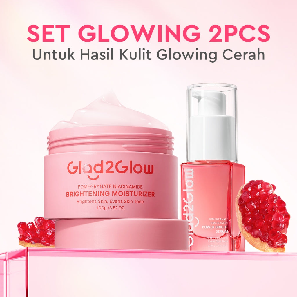 [Isi Besar Hemat]Glad2Glow Pomegranate Niacinamide Brightening Moisturizer 100g Mencerahkan Pemutih Kulit Gel Pelembab Bercahaya Krim Siang dan Malam Perawatan Kulit Ekstrak Delima Asam Lemak Asam Delima Pelembab Esensi Wajah Perawatan g2g official store