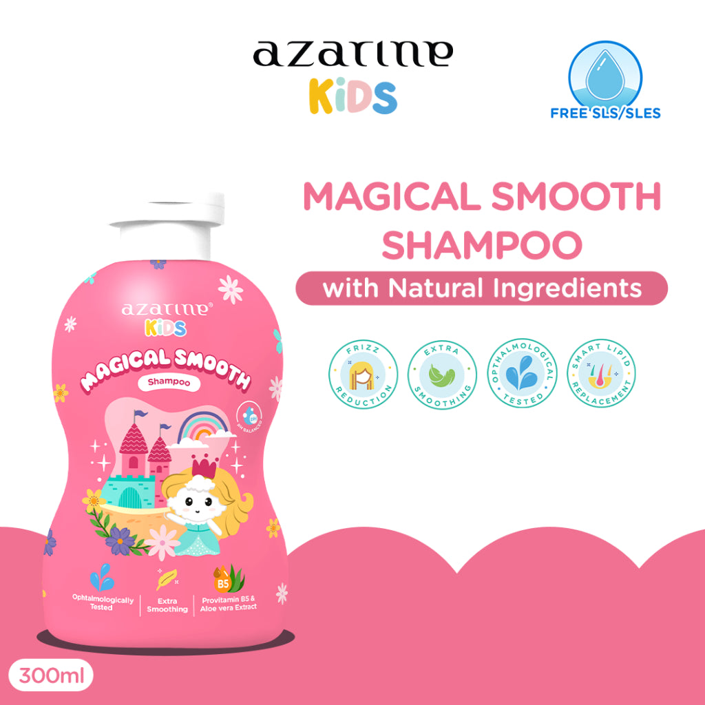 Azarine Kids Magical Smooth Shampoo 300ml Shampoo Bayi Kids SLS FREE with Natural Ingredients untuk kulit sensitif all skin types For Girls