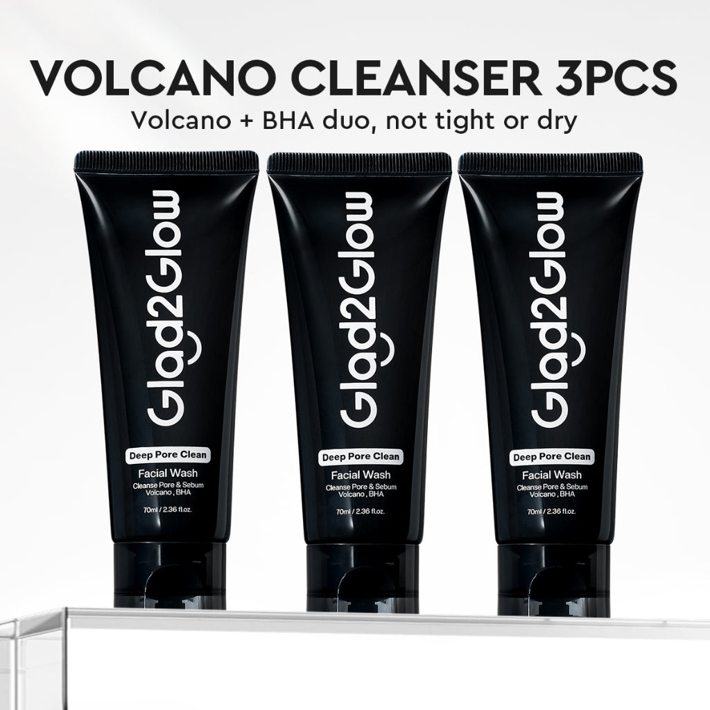 [NEW]Glad2glow Cleansing and Care Super Combo Volcanic Ash+BHA Deep Pore Clean Facial Cleanser Mencegah Komedo Face Wash Anti Jerawat Mengontrol Minyak Mencerahkan Kulit Mengecilkan Pori-Pori Pembersihan Mendalam g2glow official store