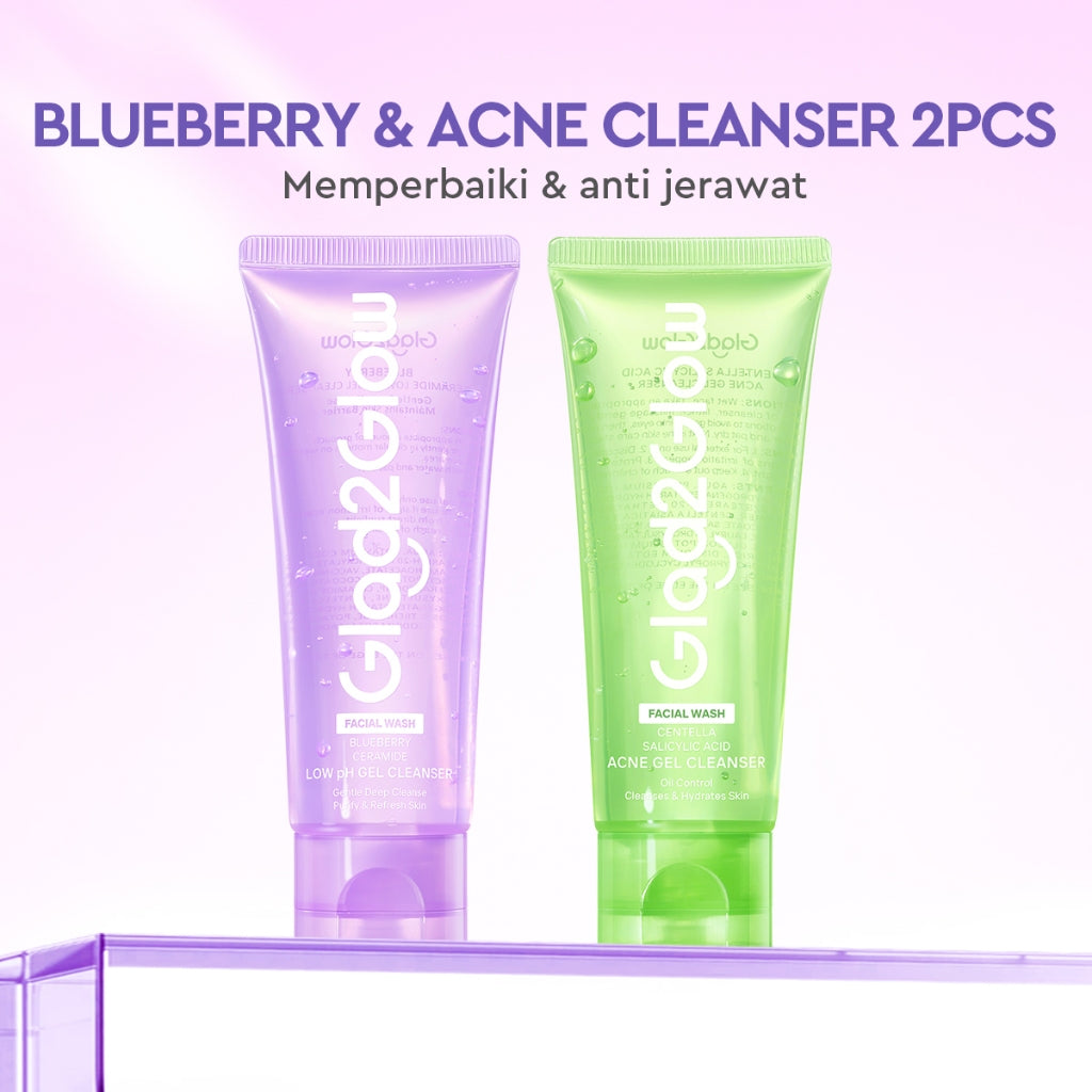 Glad2Glow Facial Cleanser Series-Facial Wash Low PH Gel Centella Mencerahkan Pencerah Wajah Anti Jerawat Penuaan Hilangkan Flek & Tenangkan face wash Pembersih Wajah Membersihkan kotoran dan minyak Menjaga pelindung kulit Mengobati g2glow official store