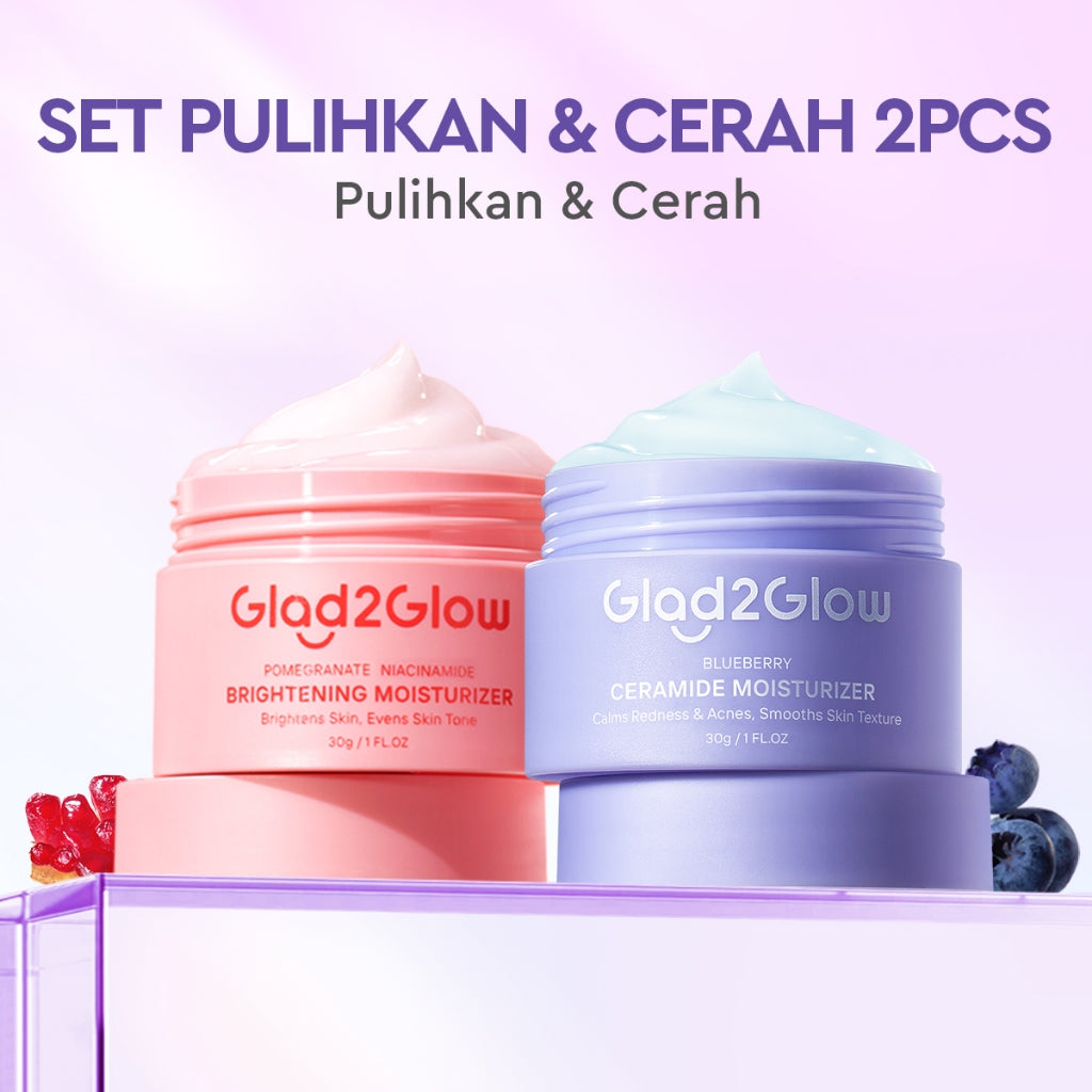 Glad2Glow Blueberry 5% Ceramide Moisturizer Repair Barrier Pulihkan skincare day cream Night Cream krim wajah moisturizer cream repair cream torriden cream cream pemutih wajah skincare bpom Pelembab Wajah Sensitive Skin Care G2G glad2glow official store