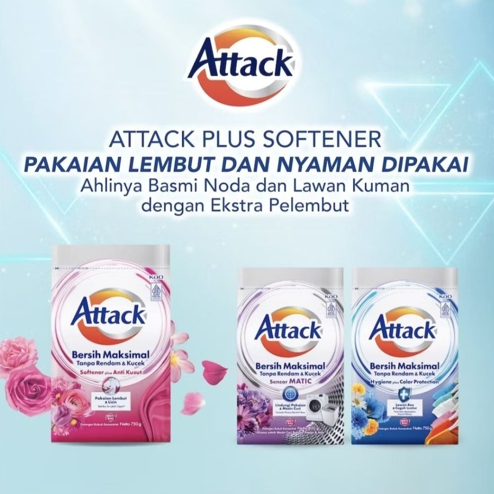 Attack Deterjen Bubuk + Pelembut Pakaian 750 g