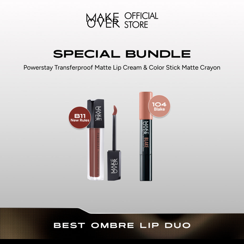 [SPECIAL 11.11] MAKE OVER Glam Lip Statement | Matte Bundle - Transferproof Matte Lip Cream Bundle + Color Stick Matte Crayon - Paket Lipcream Ombre Lips Bibir Tahan Lama Tidak Kering Ringan Halus Lebaran Raya