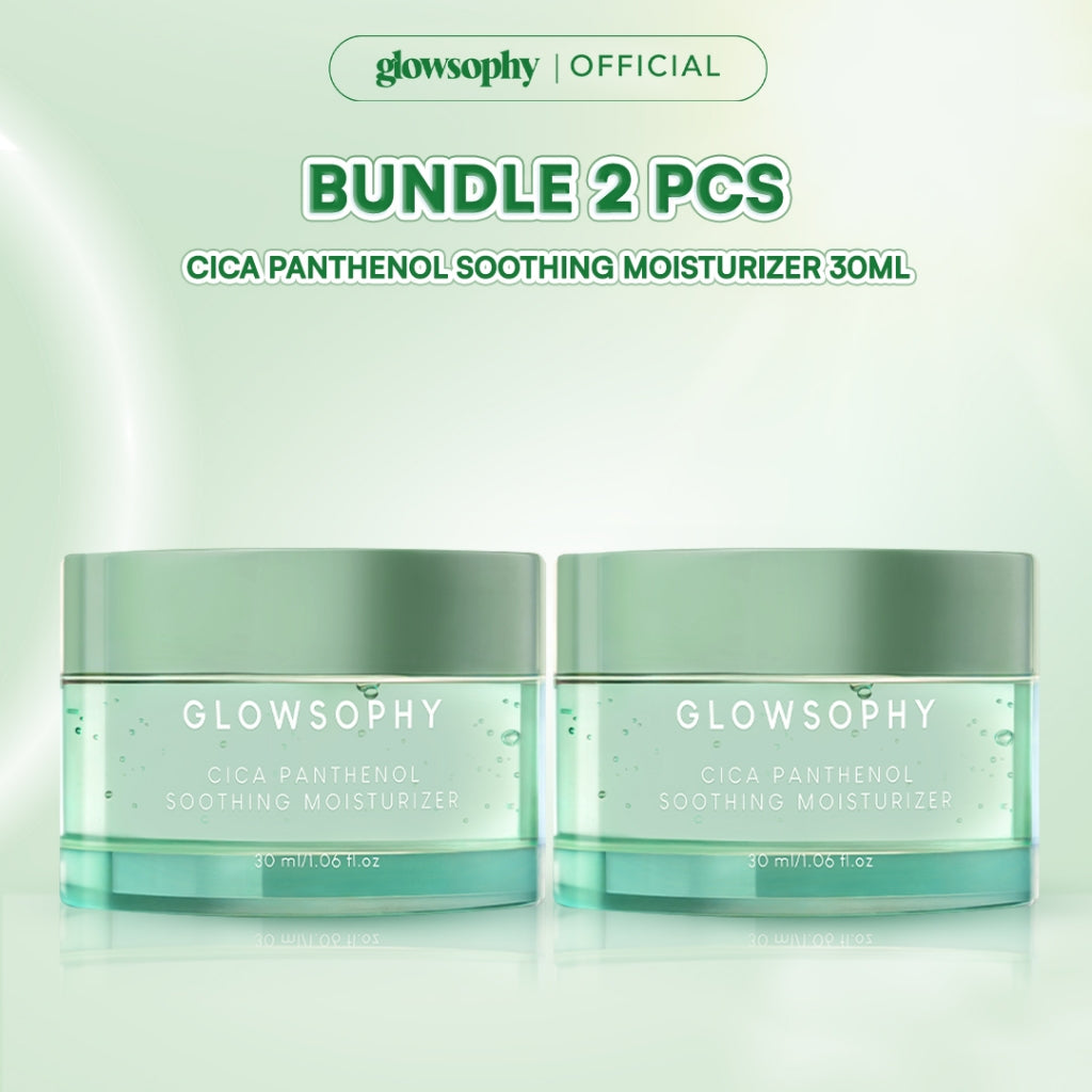 Glowsophy Bundle 2Pcs CICA Panthenol Soothing Moisturizer Calming Redness Mugwort Gel Day and Night Skincare 30 ml