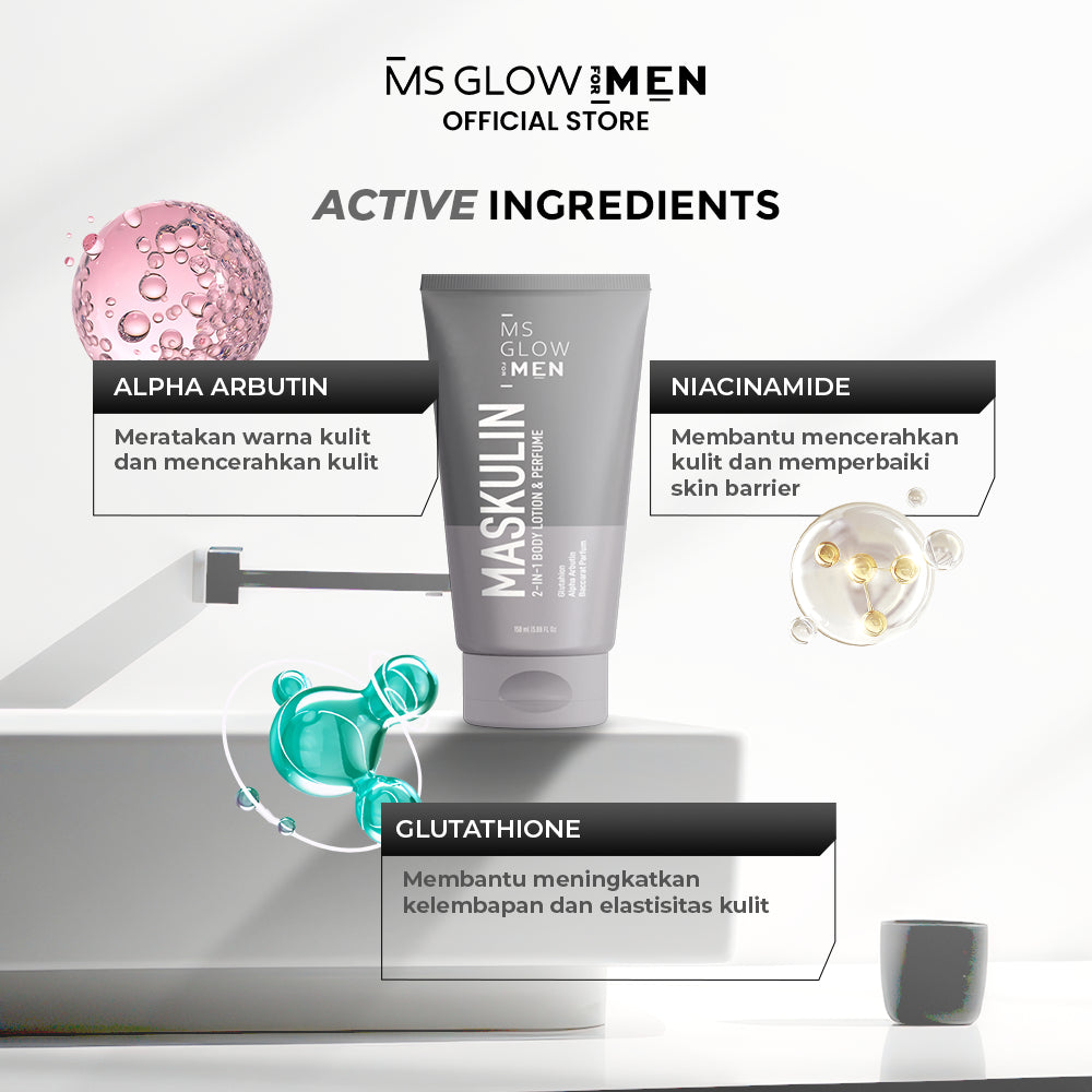 MS Glow For Men - Maskulin 2IN1 Body Lotion & Parfume Free Gift
