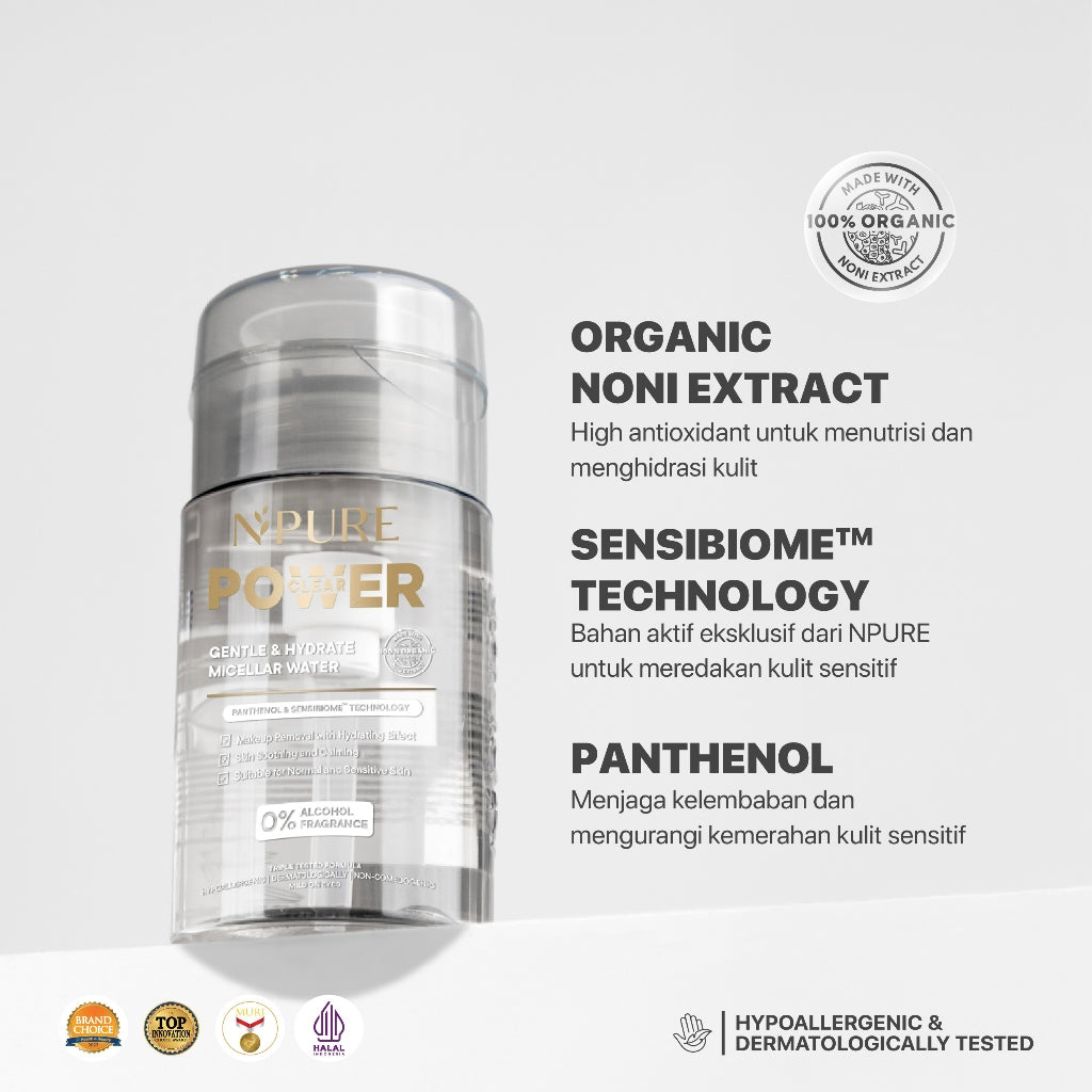 NEW LAUNCH - NPURE Gentle & Hydrate Micellar Water 100ML / Micellar No Alcohol / Micellar Gentle / Sensitive skin / No SLS